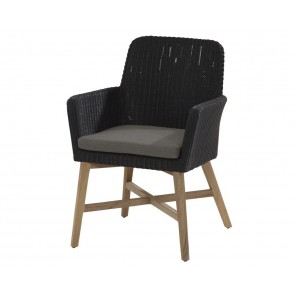 4 Seasons Outdoor Lisboa Dining Chair TEAK Legs with Cushion Polyloom Anthracite